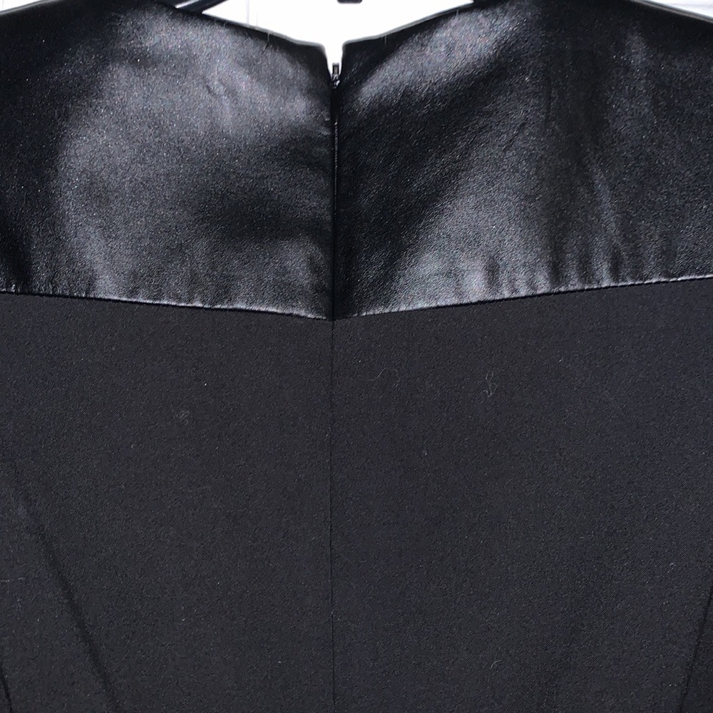 Calvin Klein Black Faux Leather Stripes Lined Sheath Dress - Picture 8 of 10